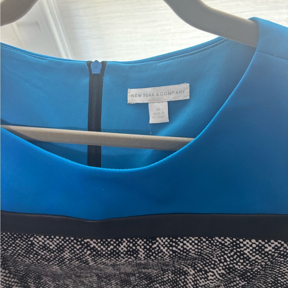 New York & Company Vibrant Blue and Black Dress
